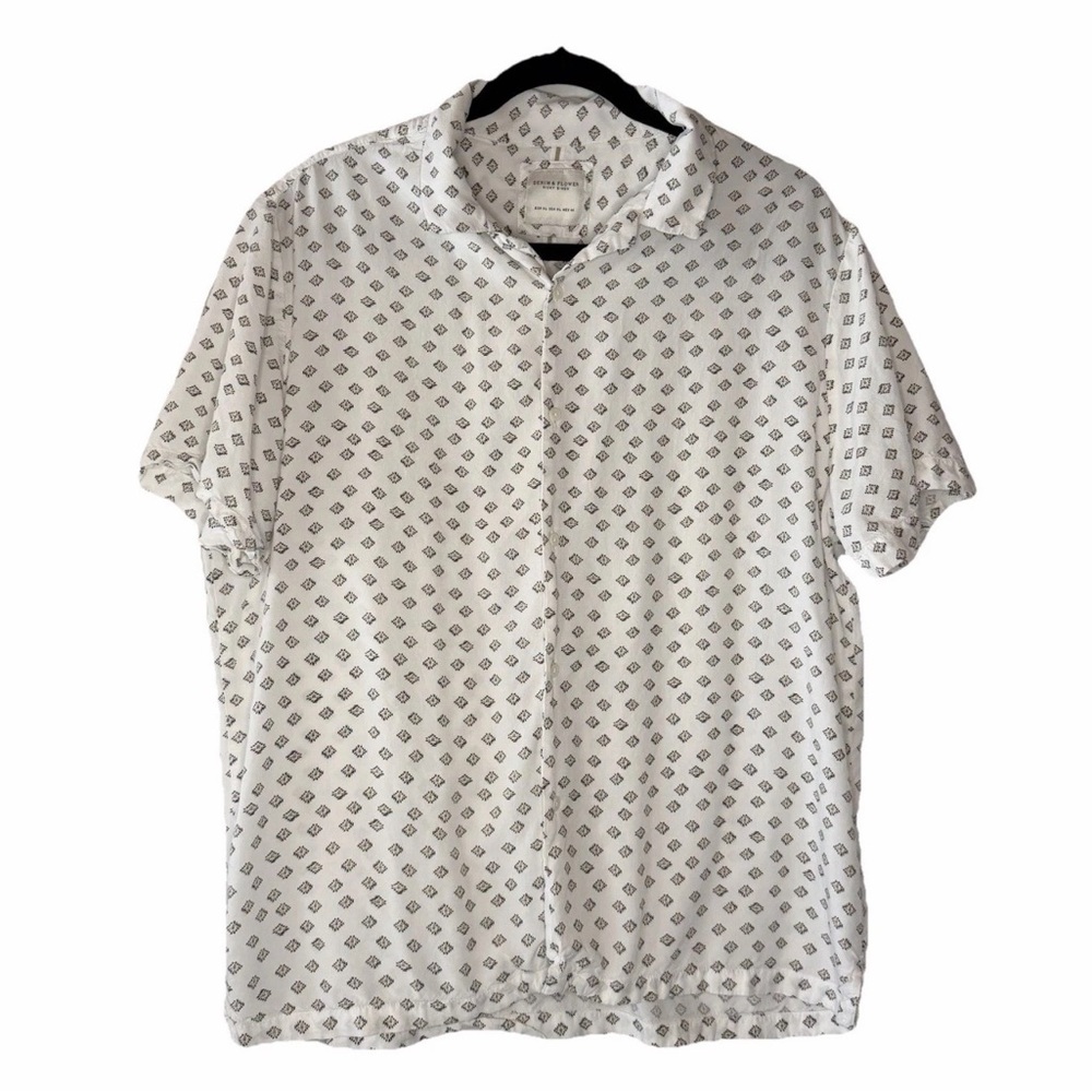 Denim & Flower Ricky Singh Off White Western Print Button Down Shirt Women Sz XL